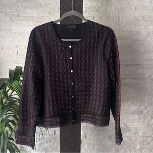 Carlisle Collection Elegant Black and Purple Button Down Luxury Jacket Size M